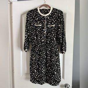 Alice & Trixie Silk Black & Off-White Print Dress